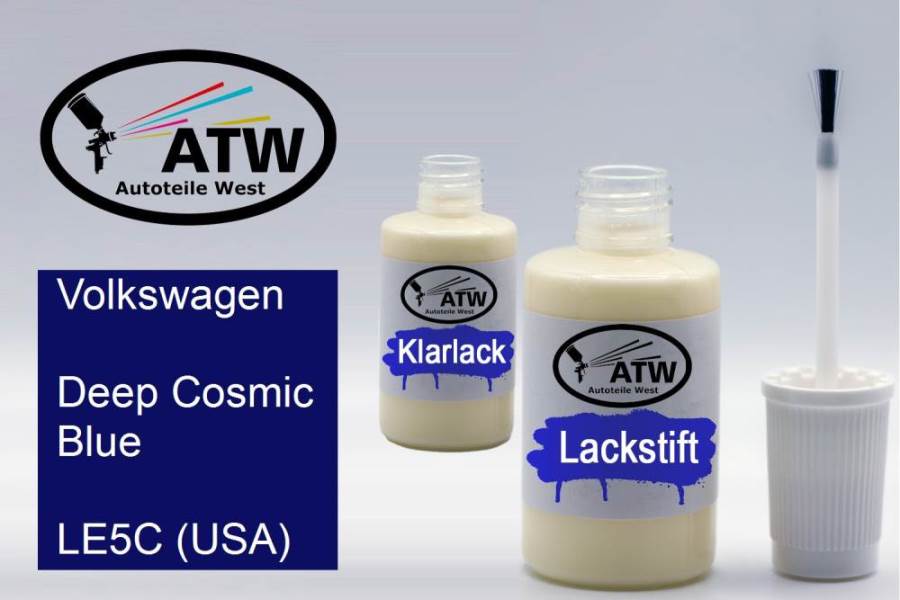 Volkswagen, Deep Cosmic Blue, LE5C (USA): 20ml Lackstift + 20ml Klarlack - Set, von ATW Autoteile West.